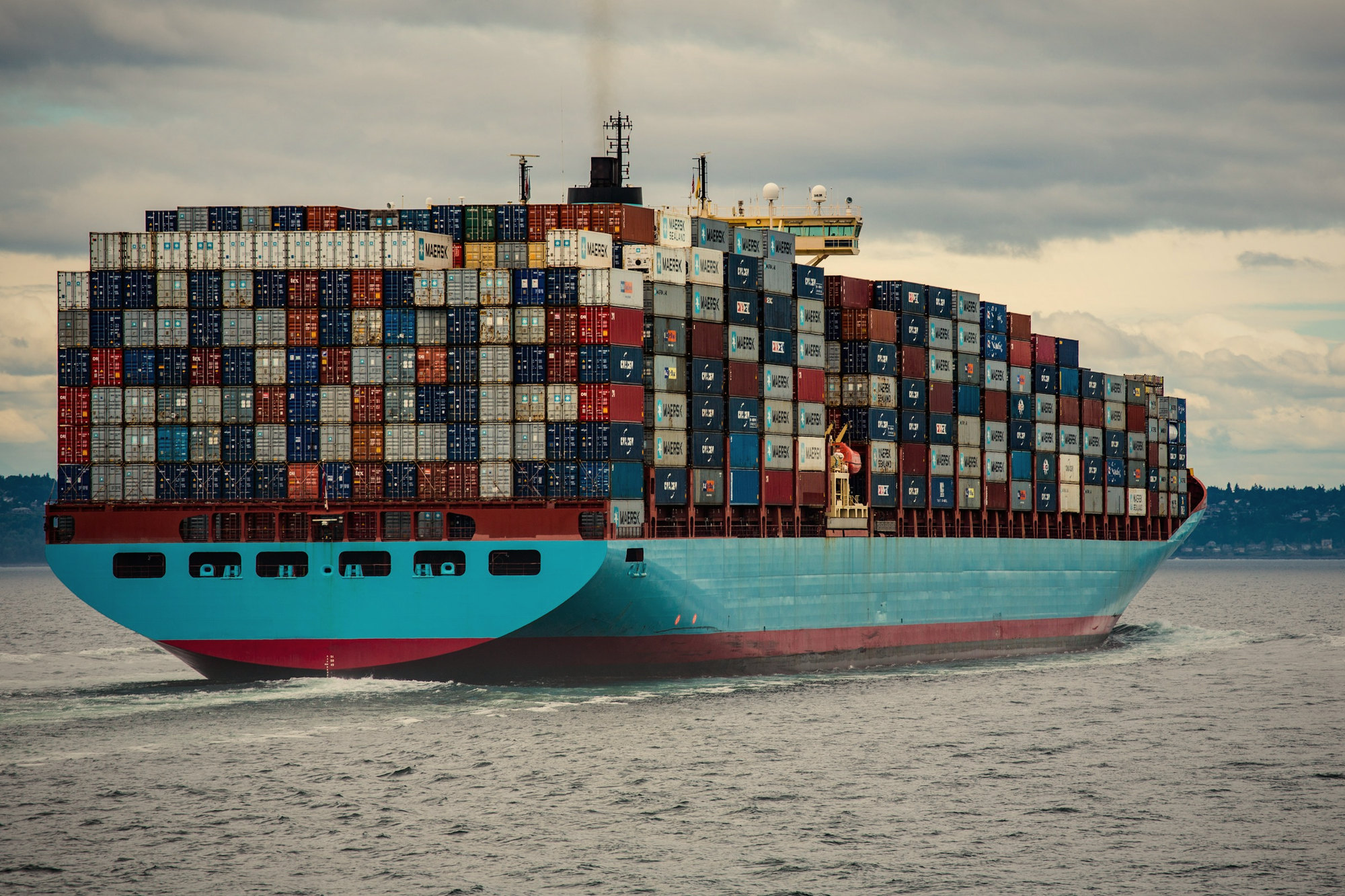 A container ship at sea